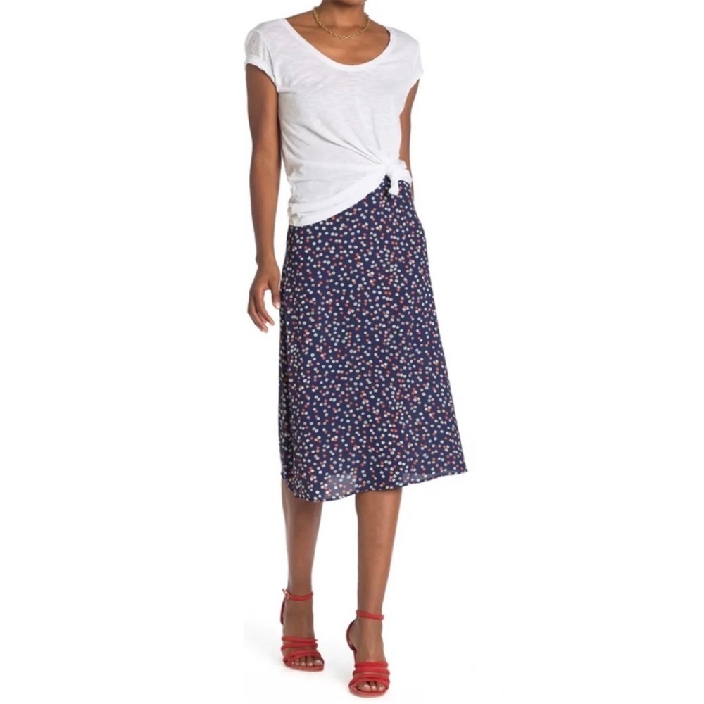 Madewell Navy and Red Midi Skirt